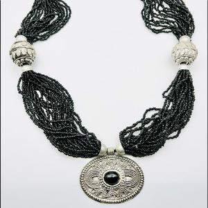 Chico’s Black Beaded Statement Necklace